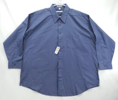 NEW Geoffrey Beene Dress Shirt Mens 19 34/35 Big Blue Stripe Wrinkle Free Casual - Image 1 of 4