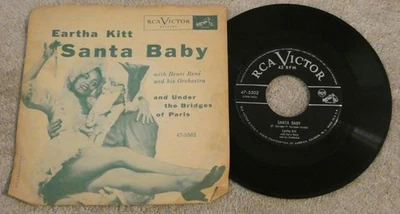 Eartha Kitt Santa Baby 7" 78 rpm Record Pic Sleeve RCA Victor 47-5502 Henri Rene - Image 1 of 2