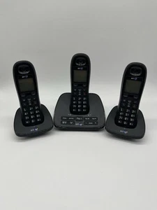 BT 1500 3x Digital Cordless Home Phone Set Answerphone Black Phones Landline - Photo 1/7