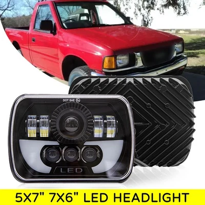 2 peças para Isuzu Pickup 1984-1995 5X7" 7x6" polegadas farol de LED feixe DRL alto/baixo - Imagem 1 de 4