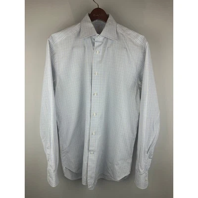 Camisa de vestir Ermenegildo Zegna calce regular azul a cuadros para hombre talla grande algodón Foto 1 de 4