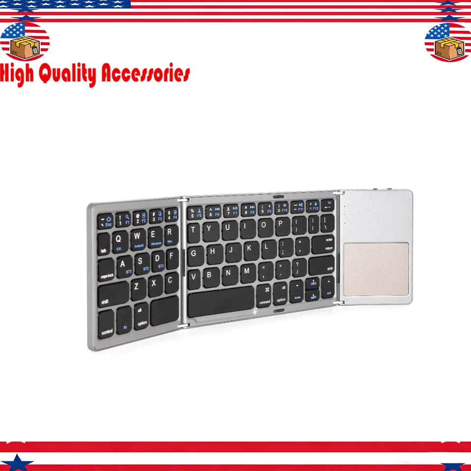 Mini Folding Wireless New Bluetooth Keyboard w/Touchpad For Laptop Tablet Phone - Image 1 of 4