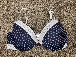 Laura Ashley BH dunkelblau Blumenmuster 34D - Bild 1 von 8