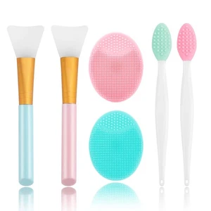 Silicone Face Scrubber, 2pcs Exfoliating Lip Brush, Green, Pink, White - Picture 1 of 7