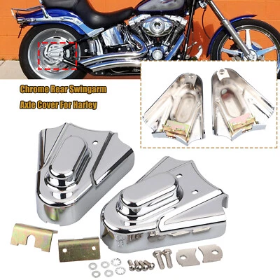 Chrome Rear Swingarm Axle Cover For Harley Fatboy Heritage Softail Special FLSTN Foto 1 de 4