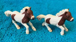 Schleich Horse Shetland Pony Foal Brown White Paint Foals 2005 Set of 2 - Picture 1 of 1