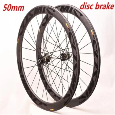 Juego de ruedas de carbono para bicicleta de carretera 700C 25x38/50/60 mm bloqueo central rodamientos sellados buje Foto 1 de 4