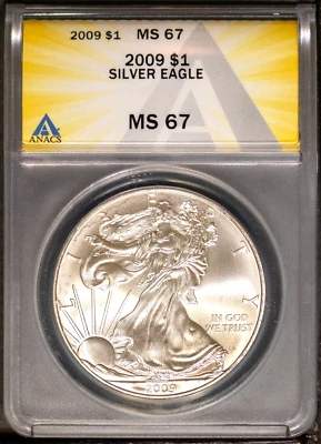 2009 $1 Silver American Eagle MS 67 ANACS # 7726119 + Bonus - Image 1 of 2