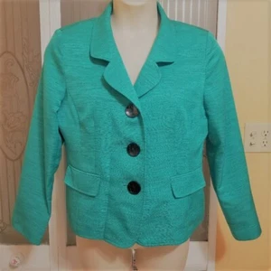 Kasper Ladies Beautiful Turquoise Green Jacket - Size 14P - Picture 1 of 7