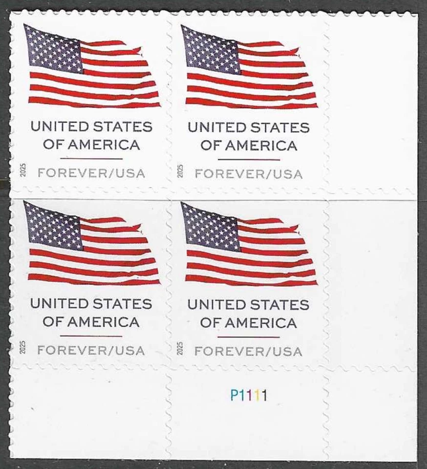 USA Sc. 6016 (F) Flag 2025 MNH plate block - Image 1 of 1