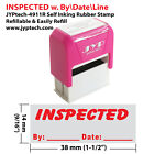 Inspected w. By Date Line - JYP 4911R Self Inking Rubber Stamp (Red Ink)