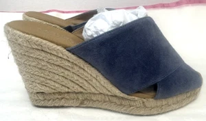 Carvela Kurt Geiger UK2 blue/grey suede (leather) wedge espadrille mule sandals - Picture 1 of 17