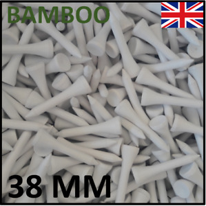 100x GOLF TEES BAMBOO (Wooden) 38mm  Strong - Sustainable - White -Fast Delivery