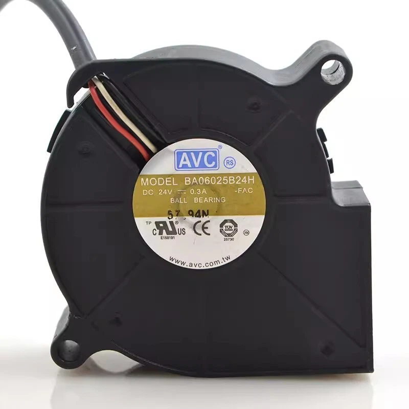 AVC BA06025B24H 6025 DC24V 0.3A 6CM 3-Wire Dual Ball Blower Fan - Image 1 of 2