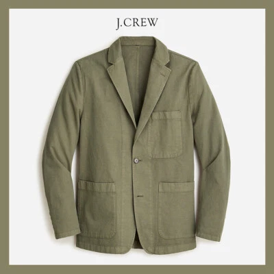 Новый с Ярлыками - J. CREW одежды окрашенный хлопок льняной Chino костюм куртка, тимьян зеленый размер 36 - Изображение 1 из 4