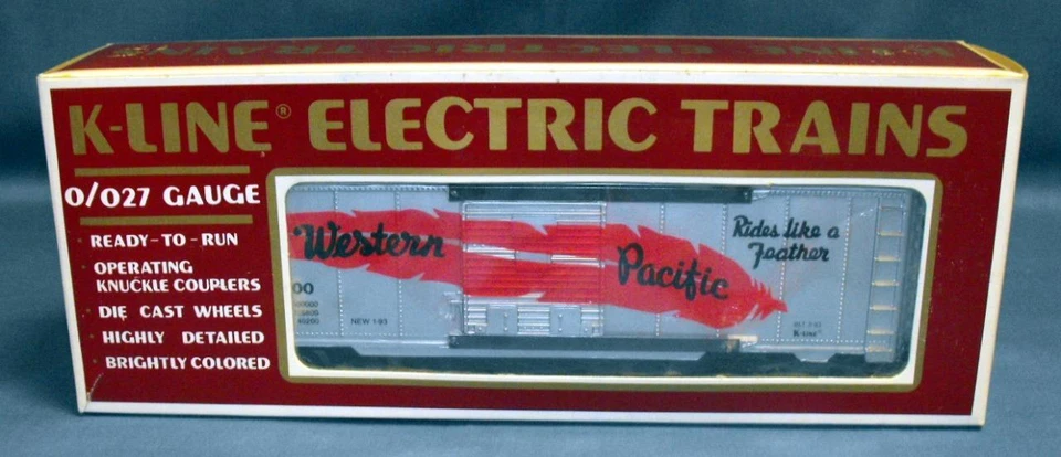 NIB K-LINE K-6481100 WP WESTERN PACIFIC RED FEATHER O GAUGE TRAIN BOXCAR - Image 1 of 1