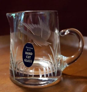 Vintage Corning NY Hand Cut Glass Creamer With Handle, Corning Glass Center - Picture 1 of 9