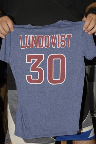 henrik Lundqvist New york rangers t shirt jersey Crown brand Small distressed NM Cover