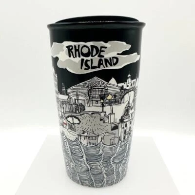 Taza de café de viaje de cerámica rara Rhode Island Starbucks con tapa 12 oz Foto 1 de 4