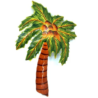 Coconut Palm 15" Tropical Indoor Outdoor Decor Handcrafted Haitian Metal Art - Imagem 1 de 2