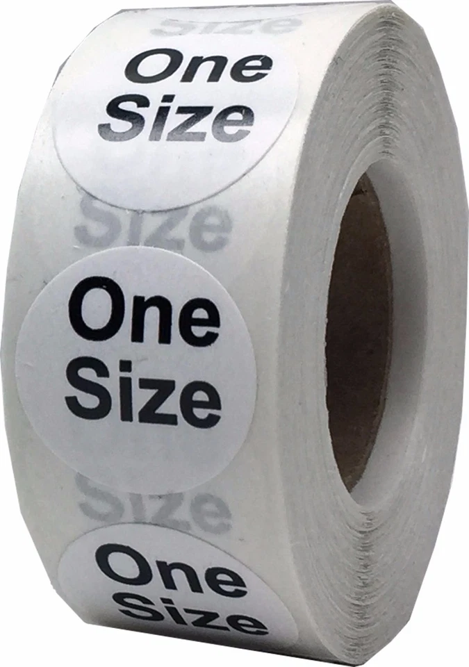 Pegatinas de ropa blancas circulares talla única, redondas de 3/4 pulgadas, 500 etiquetas en total Foto 1 de 1