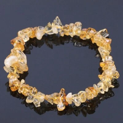 天然黄色黄水晶石英水晶珠弹力手链饰品治疗礼物 — 第 1/4 张图片