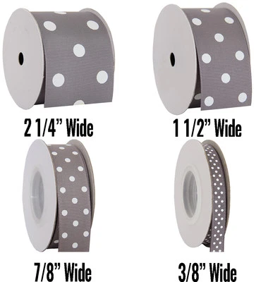 Dots Grosgrain Ribbon 3/8",7/8",1 1/2",2 1/4" widths 5 &10 yd rolls 19 colors - Image 1 of 4