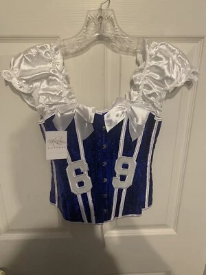 Nuevo con etiquetas Corsés Margarita Azul Fútbol Fantasía 69 Azul Lentejuelas Disfraz Adulto Talla S Foto 1 de 4