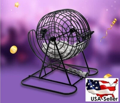 Bingo Game Set Wire Cage Bingo Lottery Ball Game Party Card Marker Ticket Party - Image 1 of 4
