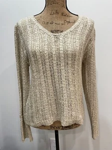 Yinier Silk Open Cable Knit Sweater M Minimalist Capsule Lagenlook Old Money - Picture 1 of 12
