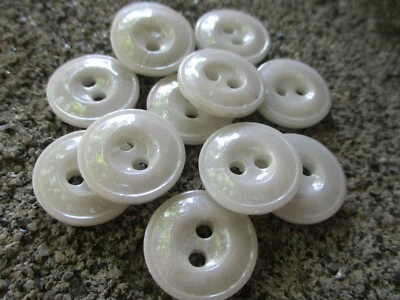 Set of  15  Vintage white opal  two hole  3/4" Glass  Buttons ~ new/old stock - Image 1 of 3