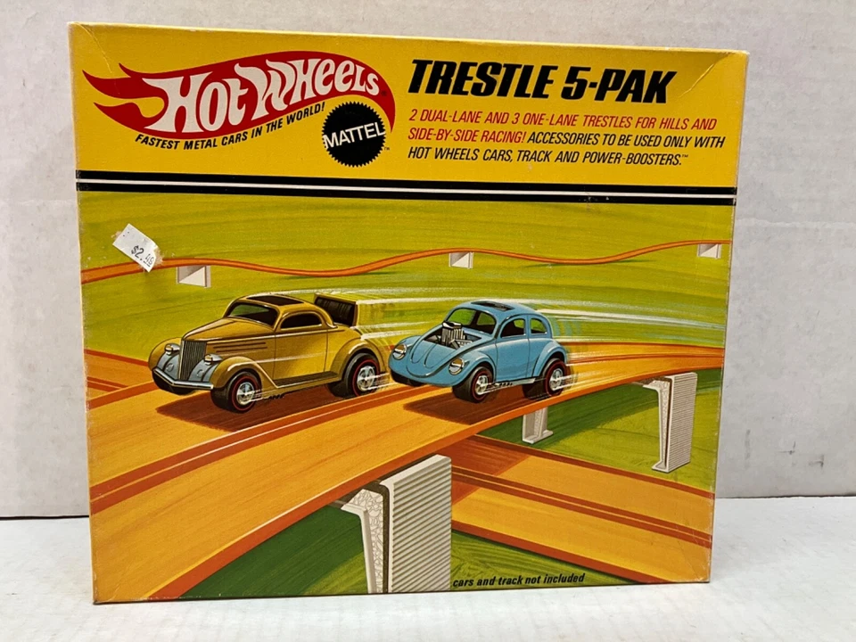 VINTAGE ORIGINAL MATTEL 1969 HOTWHEELS TRESTLE 5 - PAK  - FACTORY SEALED BOX - Image 1 of 4