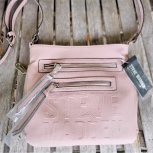 NWT STEVE MADDEN Blush Pink Multi=Zipper Crossbody Bag - Picture 1 of 6