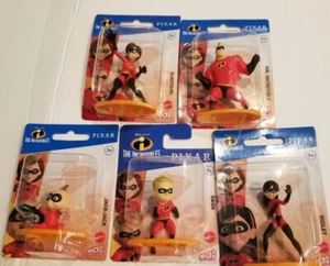 The Incredibles Pixar SET OF 5 Mattel Micro Collection Toys Mini Figures Toppers - Picture 1 of 6