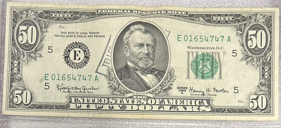1963 Richmond $50 Dollar Bill Fr. 2113-E FRN E01654747A 50BL71 NICE OLD BILL! - Image 1 of 2