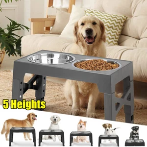 Raised Slow Feeder Dog Bowls Elevated Dog Bowl with 5 Level Heights Adjustable - Picture 1 of 20