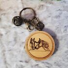 Cowboy Western Horse Wood And Leather Keychain Round Horse Charm