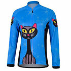 Long sleeve cycling jersey women's blue cat bicycle jersey MTB road bike jersey bike shirt