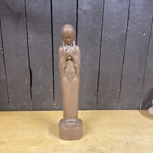 Frankoma Pottery Willard Stone Indian Maiden with Rabbit Statuary 12.5" - Picture 1 of 6