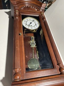 HOWARD MILLER Jennison Mahogany Triple Chime Wall Clock w Key, 612-221 - Picture 1 of 15