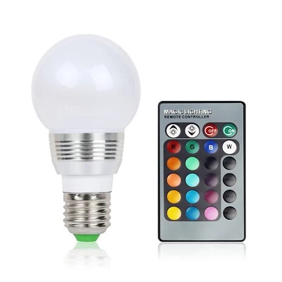 New 16 Colors LED Bulbs - E27 3W RGB Dimmable Mood Lighting with Remote Control - Image 1 of 4