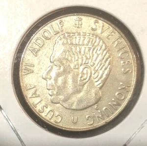 Moneta Argento 1 Corona 1965 Svezia - Gustaf VI-KM#826 - Foto 1 di 4
