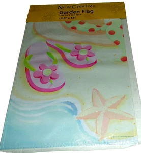 COASTAL GARDEN FLAG ~ 12 1/2" x 18" ~ SEASIDE By New Creative ~ Double Sided - Picture 1 of 1