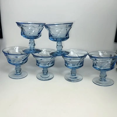 НАБОР ИЗ 6 - Fostoria Джеймстаун синий вихрь десерт / SHERBERT очки Бесплатная доставка - Изображение 1 из 4