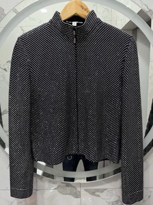 ST.JOHN Evening Sz 6 Paillette Black Silver Knit Jacket - Picture 1 of 18
