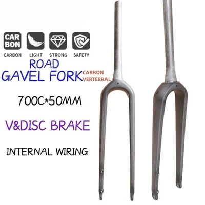 Carbon Gravel Road Bicycle Rigid Fork Quick Release Ultralight 700C Hard Forks - Image 1 of 4