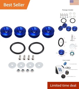 Car Bumper & Trunk Washers - Universal Blue Aluminum Quick Release Fasteners Kit - Imagen 1 de 9