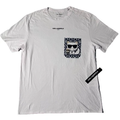 New Karl Lagerfeld Paris Choupette Faux Pocket T-Shirt Mens XL - Image 1 of 4
