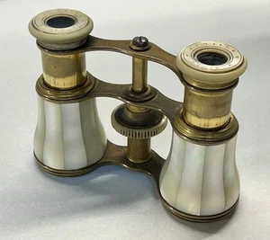 LEMAIRE Paris Antique Opera Glasses  Mother of Pearl Inlay Beautiful Eye Jewelry - Picture 1 of 7