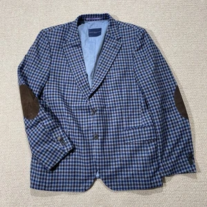 Tommy Hilfiger Blazer Mens 42 Large 52 EU Check Tailored Elbow Patch Sports Coat - Picture 1 of 13